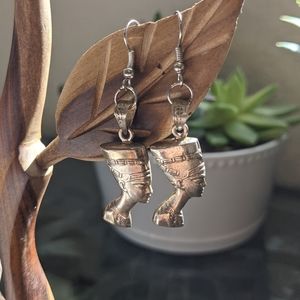 Silver toned Nefertiti earrings